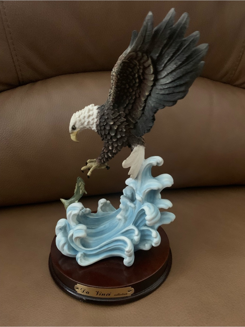 DaVinci Eagle Sculpture in Brown, White & Blue